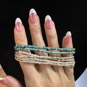 Opulenza Silver and Turquoise Beaded Bracelet